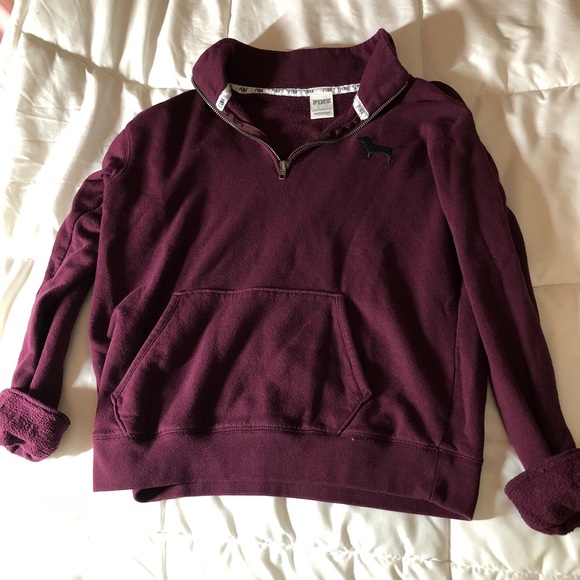 PINK Victoria's Secret Sweaters - Burgundy Victoria’s Secret PINK 1/4 Zip Pullover